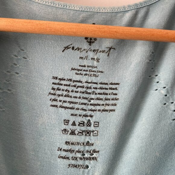 Free People FP Movement Good Karma Long Sleeve Jumpsuit Blue Medium/Large - Picture 7 of 7